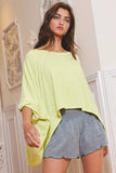 Solid Knit Semi-Crop Batwing Top