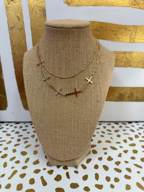 Cross Link Double Layer Necklace