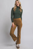 FAUX SUEDE FLARE HIGH WAISTED PANTS