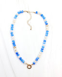 McLane Stone Necklace with Toggle Blue White