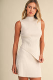 IST6664 HIGH NECKLINE ASYMMETRIC HEM SLEEVELESS SWEATERSET