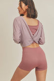Long Sleeve Twist Back Crop Top