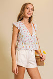 Gingham Floral Print Baby Doll Top 2
