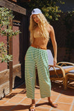 Stripe Print Drawstring Barrel Silhouette Pants