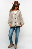 TWO TONE CABLE CHUNKYSWEATER CARDIGAN