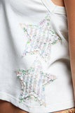 Sleeveless V neck star patch on side knit top