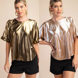 Metallic High Low Blouse