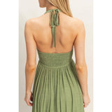 Halter Neck Smocked Maxi Dress