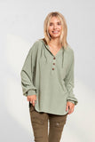 LONG PUFF SLEEVES HOODIE TUNIC TOP - RET3056PD