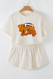 Beige Game Day Graphic Tee and Skort 2 Piece Set