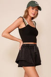 Ruffle Strap Crop Tank Top