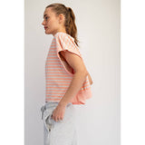 STRIPED FRENCH TERRY OPEN BACK TOP