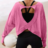 Cut-Out Backless Long Sleeve Sports Sweatshirt