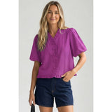 Ruffle Detail Bubble Sleeve Top