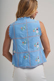 FLORAL EMBROIDERED A LINE SLEEVELESS TOP