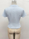 Seersucker Twist-Front Blouse