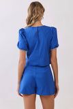CT10057-Whipstitch Trim Puff Sleeve Crop Top