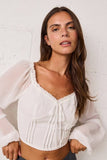 Romantic Sheer Sleeve Top With Sweetheart Neckline