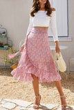 High Waist Split Printing Skirt