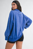 9164HK Oversized Mock Neck Washed Sweatshirt