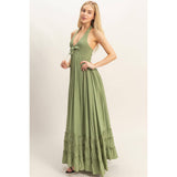Halter Neck Smocked Maxi Dress