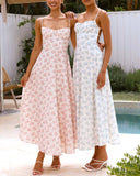Sweet Floral Print Spaghetti Strap Midi Dress