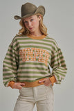 STRIPE TERRY CASUAL THANKSGIVING TOP WITH PUMPKIN LETTERING