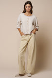 Color Block Button Down Sweater Top