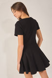 D4338 Seamed A-Line Flare Solid Mini Dress