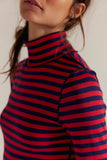 Stripe Turtleneck basic top fitted tee long sleeve top