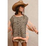 LEOPARD AND STRIPE MIXED TOP