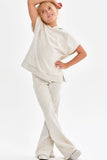 Cotton Terry Slit Hem Pants