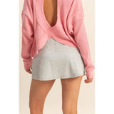 Ribbed Elastic Waist Mini Skort