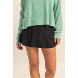 Ribbed Elastic Waist Mini Skort