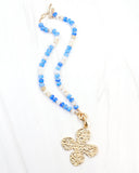 McLane Stone Necklace with Toggle Blue White
