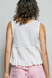 Sleeveless contrast thermal cropped babydoll top
