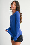 8414IN Thermal Knit Lettuce Edge Long Sleeve Top
