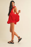 IR2198 HALTER BABYDOLL ROMPER WITH BIKER SHORTS