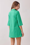 Mandarin Collar Contrast Frog Button Detail Dress