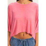 Relaxed High-Low Batwing Sleeve Top