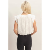 Bubble Hem Cotton Eyelet Sleeveless Top