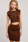 Ribbed Knit Bodycon Cut Out Mini Dress