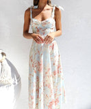 Pastel Floral Sweetheart Midi Dress