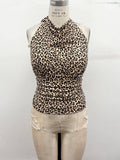 Fierce Drape Leopard Halter Top