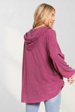 LONG PUFF SLEEVES HOODIE TUNIC TOP - RET3056PD