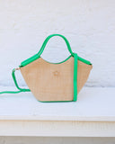 Leland Mini Tote Natural Kelly Green