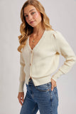 BUTTON DOWN V-NECK CARDIGAN