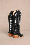 LUCIA LEAVES CUT OUT DESIGN TALL COWBOY BOOTS