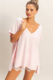 Oversized V-Neck Mineral Washed Top