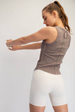 MINERAL WASHED COTTON RIB SLEEVELESS TANK
